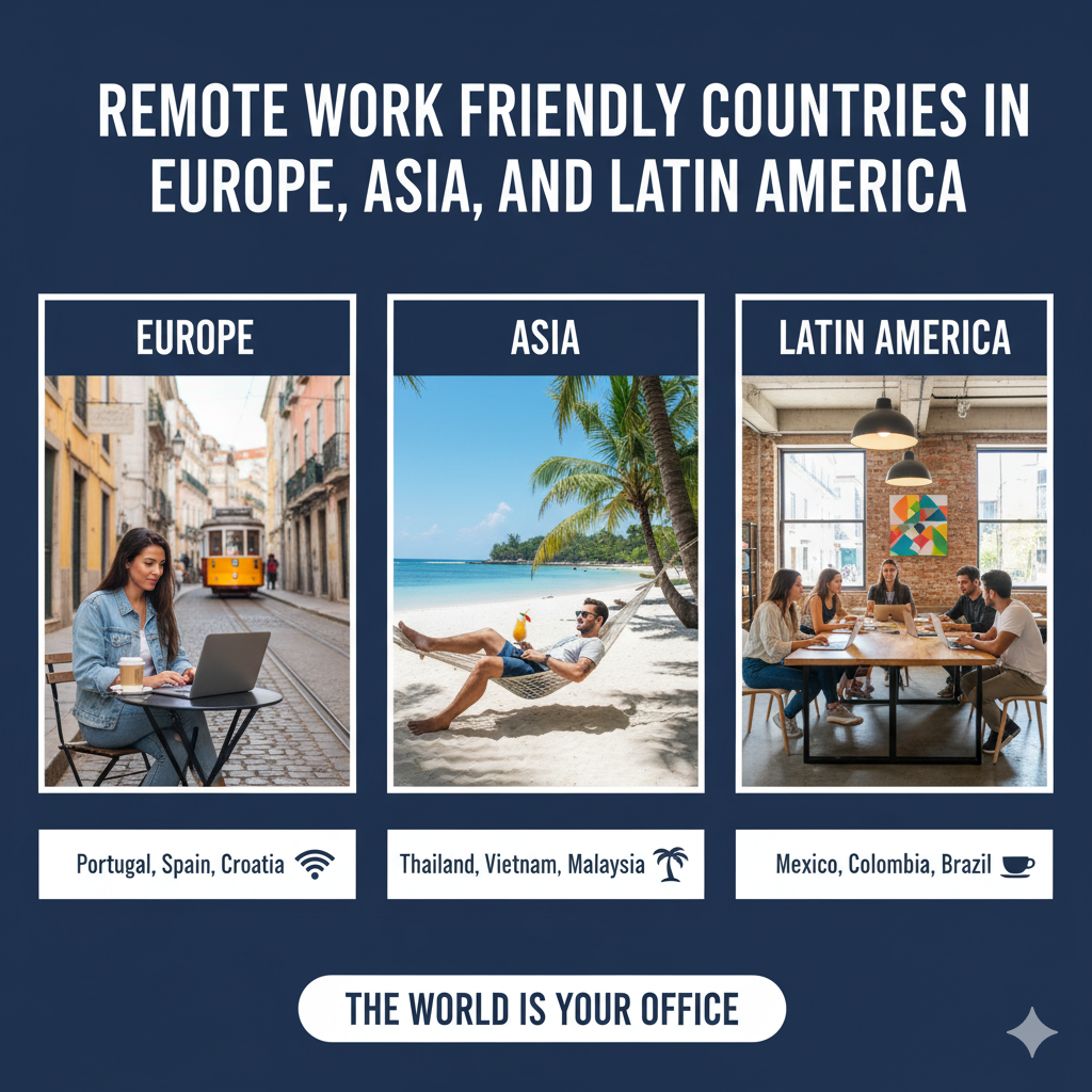 Remote Work Friendly Countries in Europe, Asia, and Latin America
