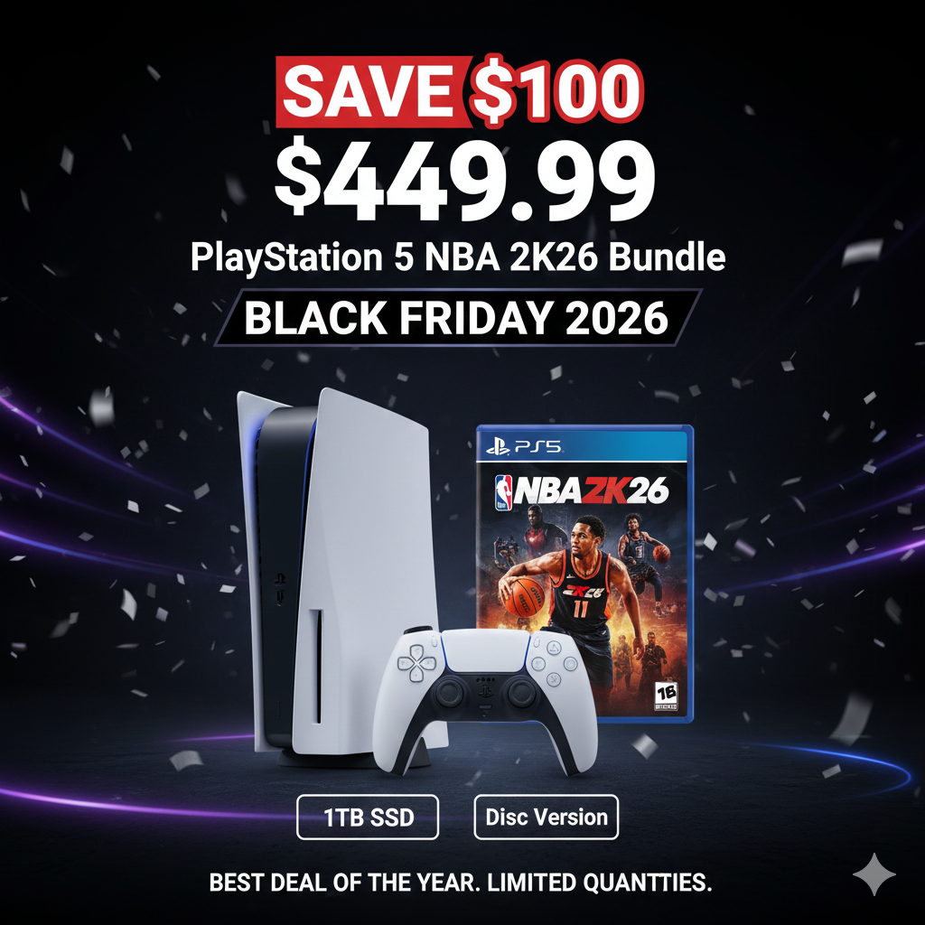 Save $100 on the PlayStation 5 NBA 2K26 Bundle This Black Friday 2026, Best Deal of the Year.
